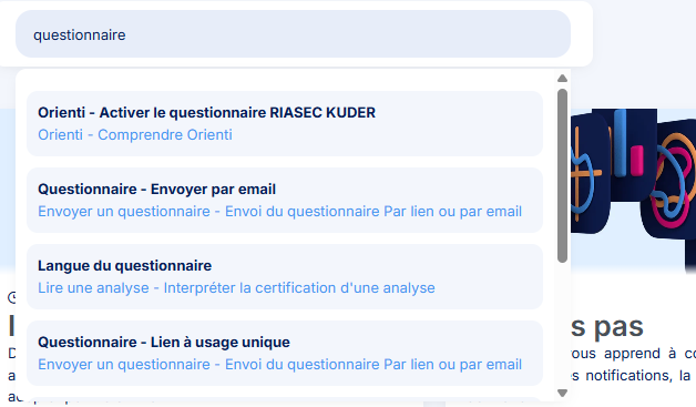 Search feature in e-learning
