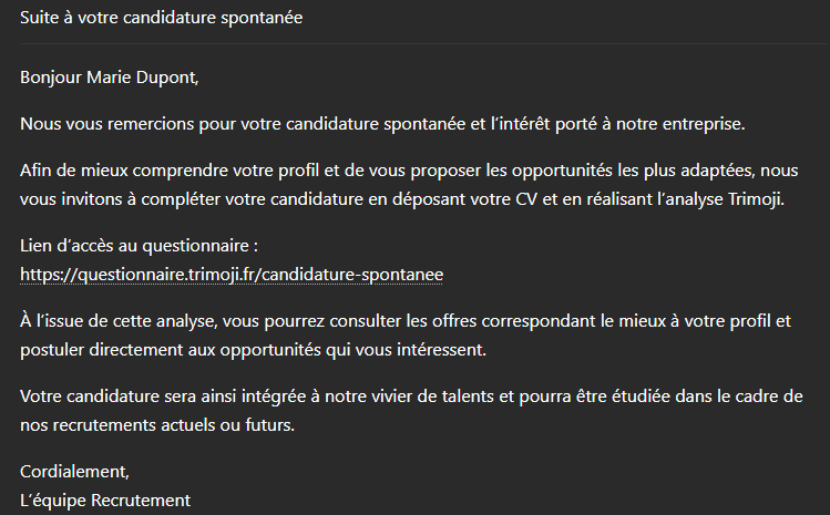 Example of automatic email