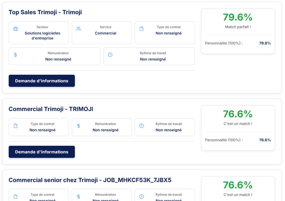 Viewing matching job openings