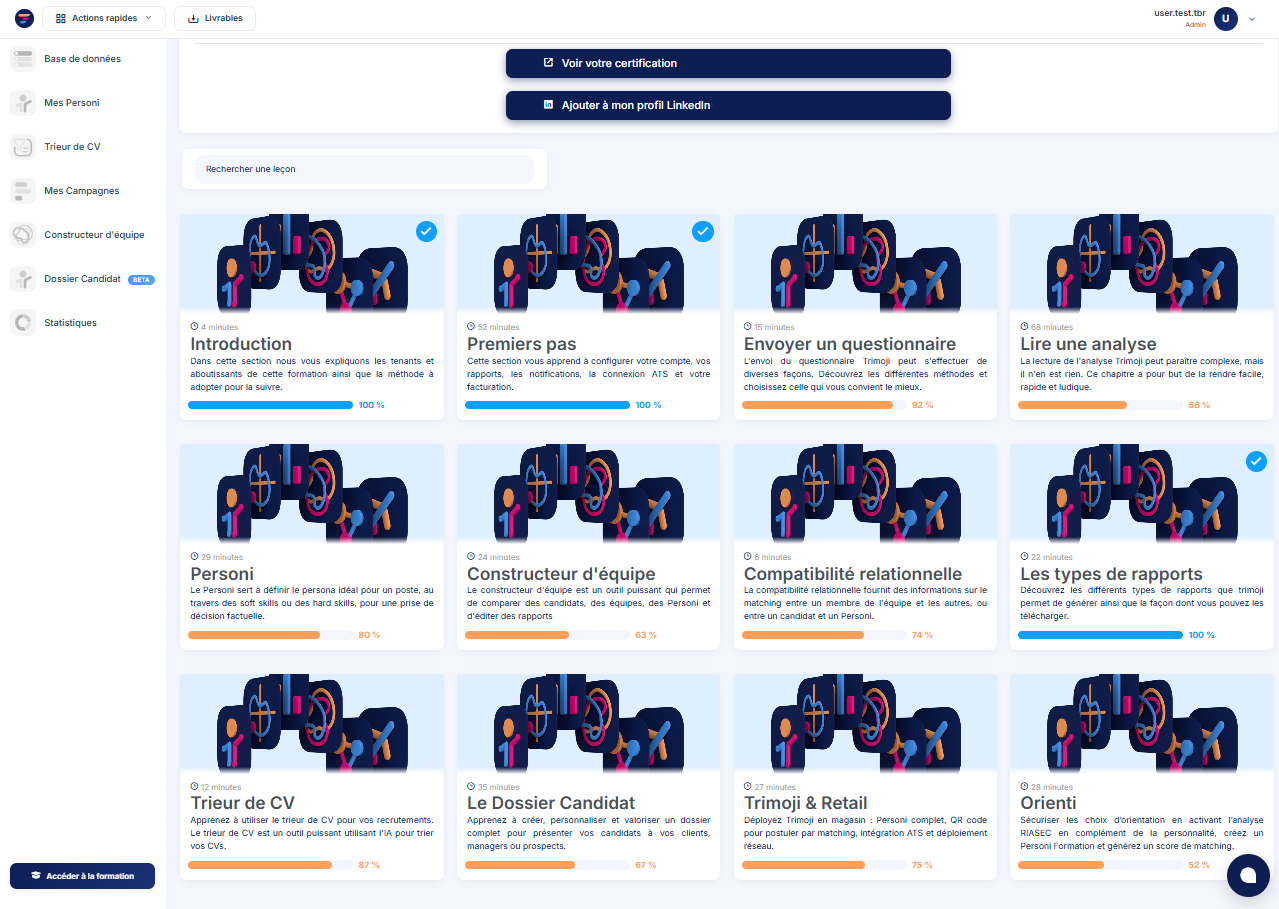 Trimoji E-learning Interface